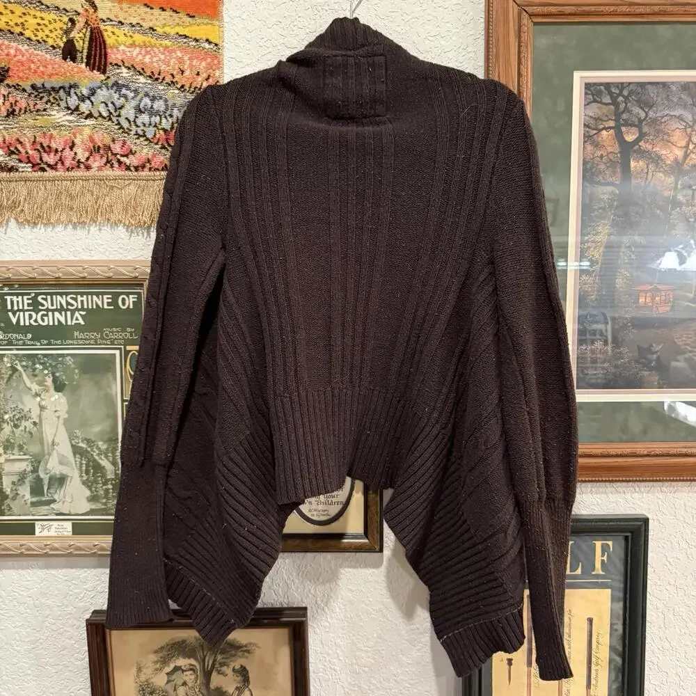 Vintage 00s‎ RARE Hollister Brown Open Cardigan Knit Designer Sweater Size Large